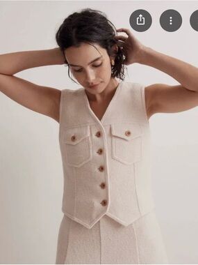 Madewell Cream Wool Vest with Satin Lining NWT